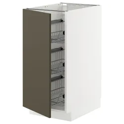 IKEA METOD(395.588.65) шафа з дротяним кошиком, білий/Хавсторп коричнево-бежевий