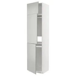 IKEA METOD(795.392.24) висока шафа для холодильника/морозильника/3 двері, білий/Хавсторп світло-сірий