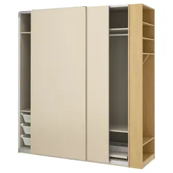 IKEA PAX / HASVIK(796.071.14) гардероб із розсувними дверима, Сірий -рогай сірий -схожий на/іміц. дуб