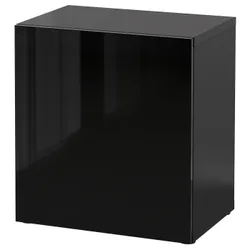 IKEA BESTÅ(590.469.54) шафа з дверима, чорно-коричневий / Selsviken глянсовий / чорний