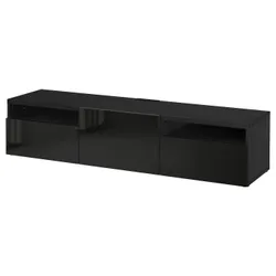 IKEA BESTÅ(993.990.67) тумба під телевізор, чорно-коричневий / Selsviken глянсовий / чорний