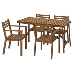 IKEA ASKHOLMEN(095.291.10) стіл + 4 стільці з підлокітниками, на відкритому повітрі, темно коричневий