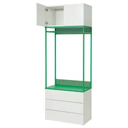 IKEA PLATSA(895.939.13) Гардероб з двома дверима та 3 ящиками, Білий/Фоннес Зелений