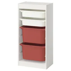 IKEA TROFAST(995.751.93) Полиця з контейнерами, Білий/червоний білий