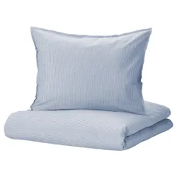 IKEA BERGPALM (105.226.31) підодіяльник і наволочка, синій / смугастий