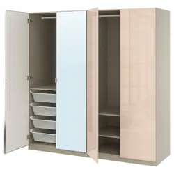 IKEA PAX / FARDAL/ÅHEIM(895.967.04) Комбінація гардеробу, Сірий -слиз -глос/світло -помаранчеве дзеркало