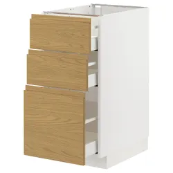 IKEA METOD / MAXIMERA(795.381.06) шафа для підлоги з 3 ящиками, білий/імітація Воксторпа дуб