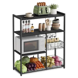 Чорна кухонна стійка з 2 металевими кошиками