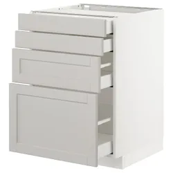 IKEA METOD / MAXIMERA(592.744.13) 4-дверний / 4-місний, білий / Lerhyttan світло-сірий