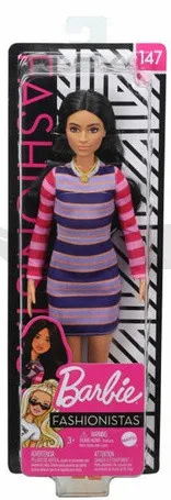 Лялька Барбі Модниця Фіолетова смугаста сукня GYB02