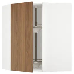 IKEA METOD(895.196.35) кутова навісна шафа з каруселлю, білий/Тісторп імітація коричневого горіха