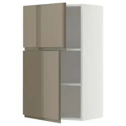 IKEA METOD(495.765.62) настінна шафа з полками/2 двері, білий/Voxtorp Gloss Dark -brown