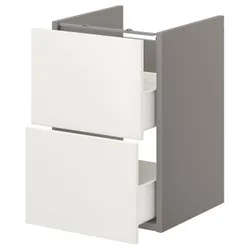 IKEA ENHET(393.210.43) тумба під умивальник з 2 ящиками, сірий / білий