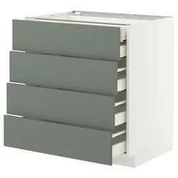 IKEA METOD / MAXIMERA(695.662.27) Шафа з 4 фасадами/2 низькими/3 середніми ящиками, білий/Nickebo матовий сіро-зелений