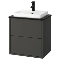 IKEA HAVBÄCK / ORRSJÖN(195.905.74) Шафи для вимивання ящиками/миттям/акумулятором, темно -сірий/чорний імітаційний мармур