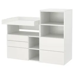 IKEA SMÅSTAD / PLATSA(195.832.29) СТОЛЬНИЙ СТАЛЬ, Білий білий/з книжковою шафою