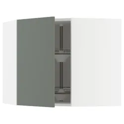 IKEA METOD(695.655.05) кутова навісна шафа з каруселлю, білий/Nickebo матовий сіро-зелений