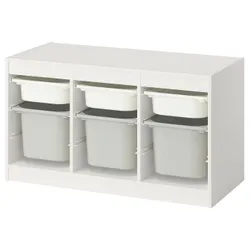 IKEA TROFAST(895.744.67) Полиця з контейнерами, Білий/сірий