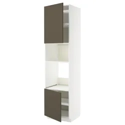 IKEA METOD(295.589.17) висока шафа для духовки/мікрохвильовки, 2 дверцята/полиці, білий/Хавсторп коричнево-бежевий