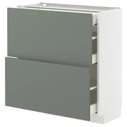 IKEA METOD / MAXIMERA(995.656.36) Шафа з 2 фасадами/3 ящиками, білий/Nickebo матовий сіро-зелений
