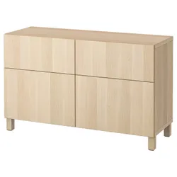 IKEA BESTÅ (694.125.98) поєднання полиці з дверцятами/шухлядами, ефект білого мореного дуба / Lappviken / ефект білого мореного дуба Stubbarp