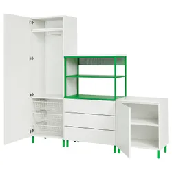 IKEA PLATSA(395.962.64) Гардероб з двома дверима та 3 ящиками, Білі фонни/зелені