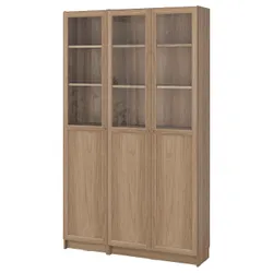 IKEA BILLY / OXBERG(895.818.49) комбінація полиць з дверцятами, панель/скло, імітація дуб