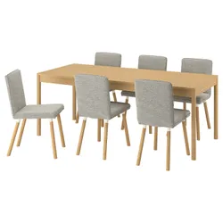 IKEA TONSTAD / TONSTAD(595.967.48) Стіл та 6 стільців, OKL OAK/VIARP BEIGE/BROWN IMIT. дуб