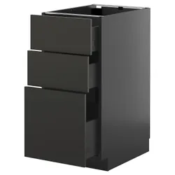 IKEA METOD / KNIVSHULT(095.893.97) Шафа, що стоїть з 3 ящиками, Чарнозарій/Ніккебо матовий антрацит