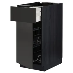 IKEA METOD / MAXIMERA(894.980.77) підлогова шафа/дверний кошик/ящик/двері, чорний/Nickebo матовий антрацит