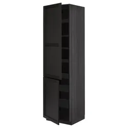 IKEA METOD(994.701.34) Висока шафа з полками/2DRZ, Чорний/Лерхіттан пофарбований чорним