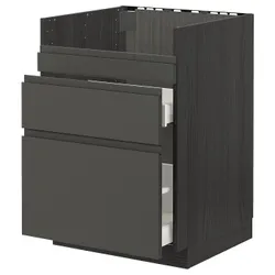 IKEA METOD / MAXIMERA(093.109.94) тумба під раковину HAVSEN / 3fr / 2ch, чорний / Voxtorp темно-сірий