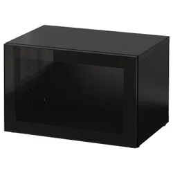 IKEA BESTÅ(090.477.48) сайт, чорно-коричневий / Glassvik black / прозоре скло