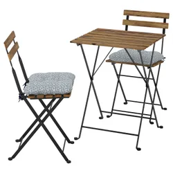 IKEA TÄRNÖ(295.349.07) стіл + 2 стільці, на відкритому повітрі, чорний/світло-коричнева морилка/синій Клесан