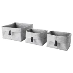 IKEA RAGGISAR (903.480.15) Кошик, 3 шт., Сірий