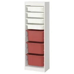 IKEA TROFAST(295.754.55) Полиця з контейнерами, Білий/червоний білий