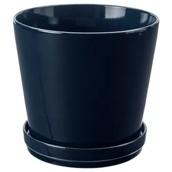 IKEA KLOTLÖNN(705.840.70) горщик з підставкою, Зсередини/Зовнішній/Чорний