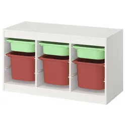 IKEA TROFAST(395.747.28) Полиця з контейнерами, Біло -світло -зелений/червоний