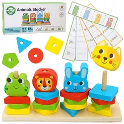 СЕНСОРНА ПІРАМІДКА ГОЛОВОЛОМКА MONTESSORI СОРТУВАННЯ ДЕРЕВ'ЯНІ БЛОКИ WOOPIE