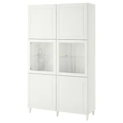IKEA BESTÅ(693.849.44) книжкова шафа / скляні двері, білий Смевікен / Оствік біле прозоре скло