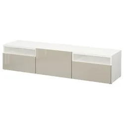 IKEA BESTÅ(093.990.76) тумба під телевізор, білий / глянцевий бежевий Selsviken