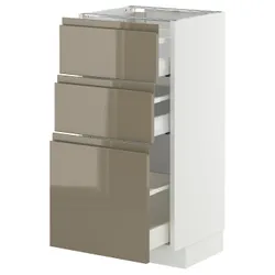 IKEA METOD / MAXIMERA(395.764.83) Шафа, що стоїть з 3 ящиками, білий/Voxtorp Gloss Dark -brown