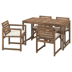 IKEA NÄMMARÖ(695.752.55) Таблиця+4 стільці з повітрям, зовні, світло -коричневий/куддарна світло -сірий -рог