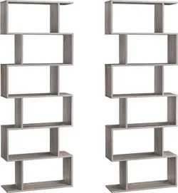 VASAGLE LSS038M01 Книжкова шафа, набір 2 шт., 6 рівнів, окремо стоїть, офісна, окремо стоїть, декоративна, презентаційна, сучасна,