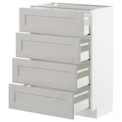 IKEA METOD / MAXIMERA(392.743.91) 4-дверний / 4-місний, білий / Lerhyttan світло-сірий