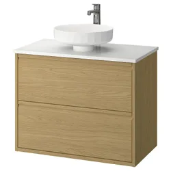 IKEA ÄNGSJÖN / LERSJÖN(795.712.90) Шафи для вимивання ящиками/миттям/акумулятором, іміту. дуб/білий імітаційний мармур