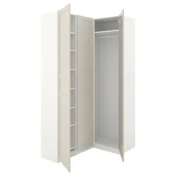 IKEA PAX(592.213.73) кутова шафа, білий / Flisberget світло-бежевий