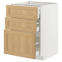 IKEA METOD / MAXIMERA(195.092.39) шафа для підлоги з 3 ящиками, білий/Дуб Форсбака