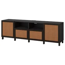 IKEA BESTÅ(794.359.43) Тумба під телевізор з дверцятами та ящиками, чорно-коричневий/Studsviken/Stubbarp темно-коричневий