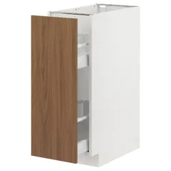 IKEA METOD / MAXIMERA(495.189.25) підлогова шафа/висувне внутрішнє обладнання, білий/Тісторп імітація коричневого горіха